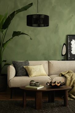 Mur intérieur avec enduit texturé de couleur beige clair, surface uniforme sans éléments décoratifs ni mobilier visible